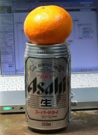 アルミ缶の上にあるミカン
