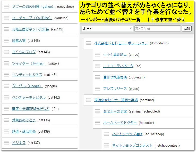 カテゴリを並べ替える