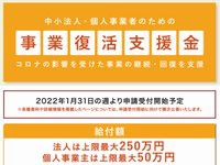 事業復活支援金の専用サイトがオープン