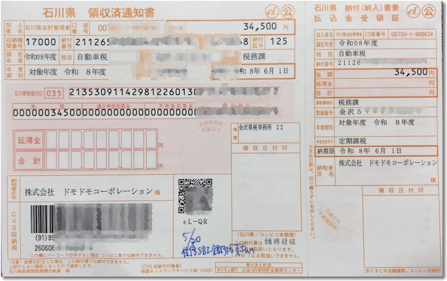 自動車税を支払い