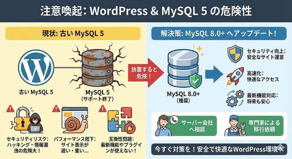 ワードプレスのMySQLを最新版にしましょう