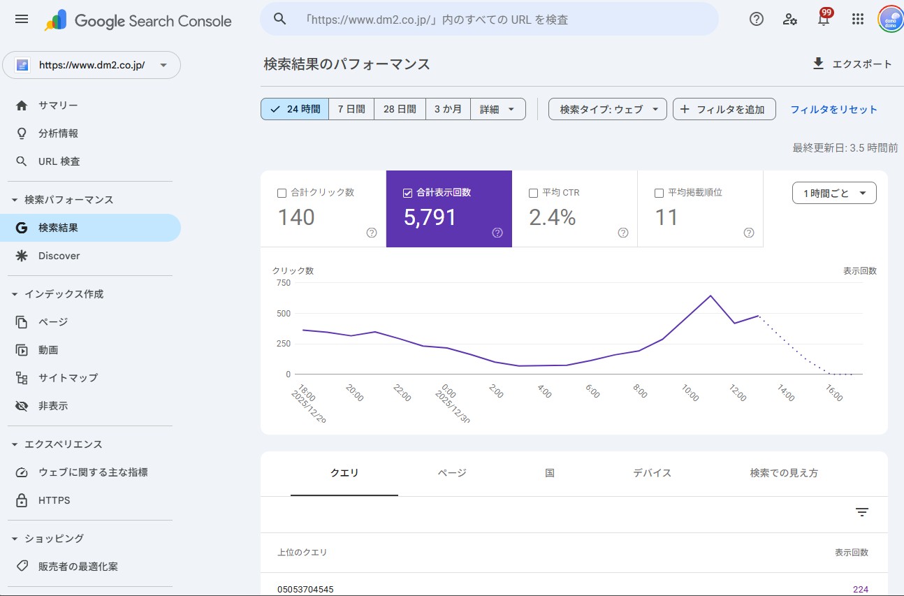 サーチコンソールのドメインプロパティ登録