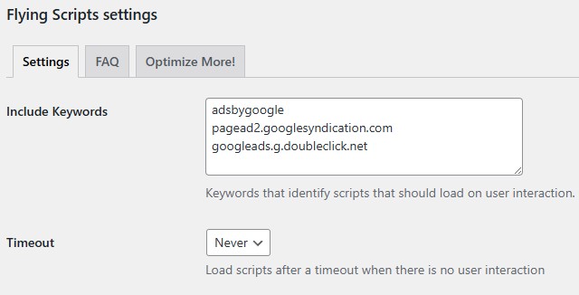 Flying Scripts settings