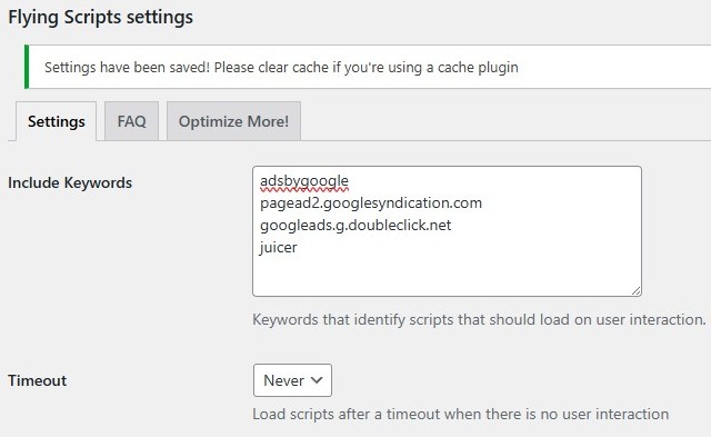 Flying Scriptsの設定はNever