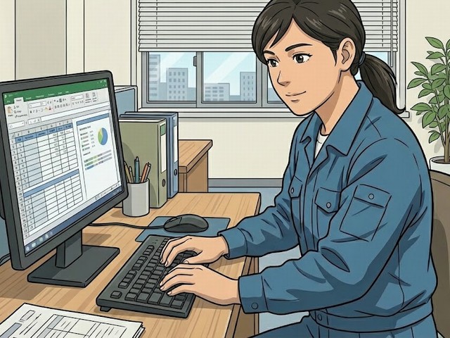 日報を入力している女性