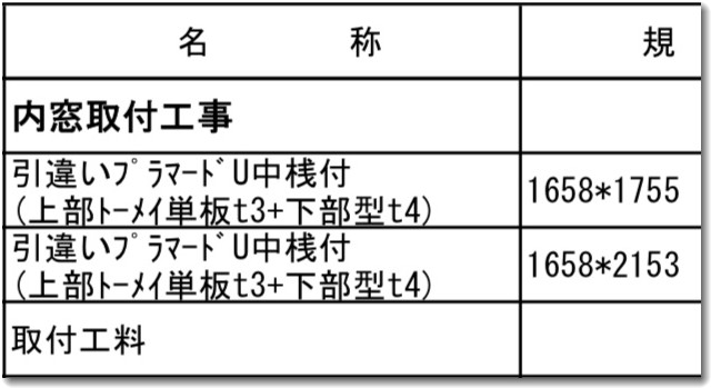 単板ガラスの室内側サッシ