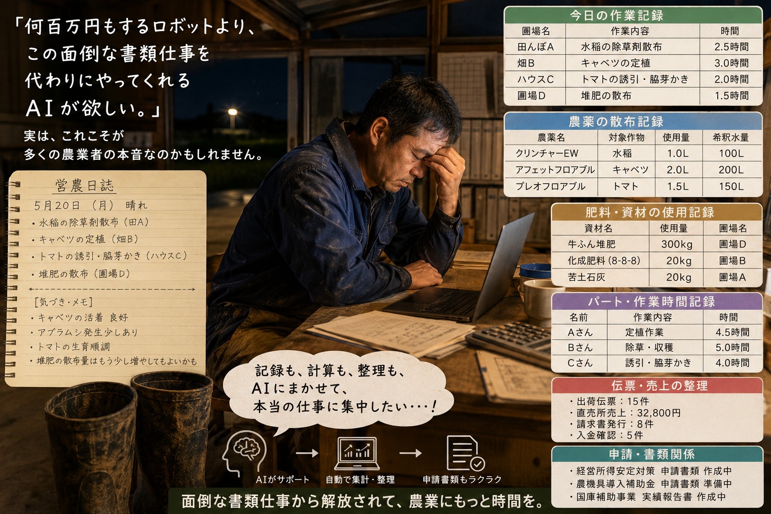 農家のホンネ「AIで収量アップ」の前に、毎晩の書類仕事をどうにかしてほしい